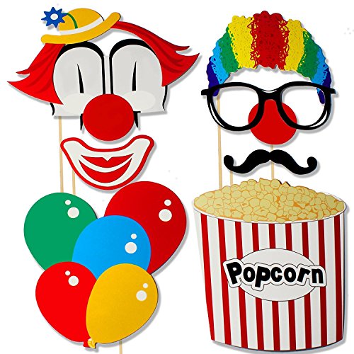 Veewon 13 Stück Fotorequisiten Photo Booth Props Diy Kit Zirkusclown Cosplay für Fotografie in Karnevals-Party, Hochzeit, Geburtstagsfeier - 2