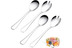 BONHHC Juego de cubiertos para ensalada,cuchara de servir de acero inoxidable,compuesto por cuchara de acero inoxidable y tenedor de ensalada de acero inoxidable,cuchara para ensalada,4 pièces