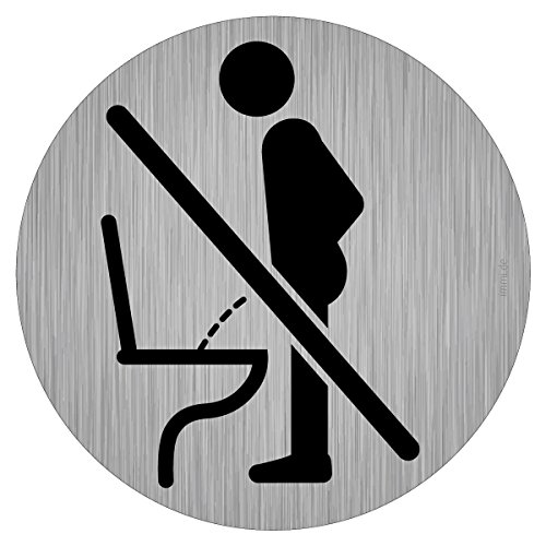 Dezenter Im Sitzen pinkeln Aufkleber im Edelstahl-Look Ø5cm, Sit down pls. für Hoteltoilette, Kundentoilette, Gäste-WC @immi.de - 4
