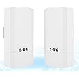 KuWFi 2-Pack 900Mbps Wireless outdoor CPE Kit,Point-to-Point 5.8G wireless Bridge/CPE Supports 2KM transmission distance solution for PTP/PTMP (Pre-program WDS)/CCTV/Camera…