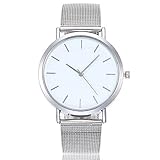 CLOOM Herren Damen Uhr Stahlgürtel Uhren Herren Sportuhr Jugend Analoge Quarz Armbanduhr Business Uhr Mode Herrenuhr Beiläufige Sportuhr Männer Konvexe Gürteluhr Temperament Watch (Silber)