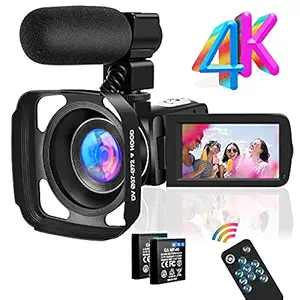 4K Video Camera Camcorder, Ultra HD 30MP Digital YouTube Vlogging Camera 3.0 Inch Touch Screen 18X Zoom Camera Recorder with Microphone and Remote