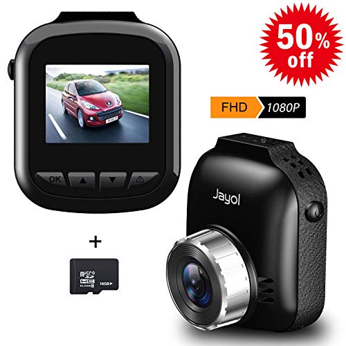 Jayol Dashcam 1080P Full HD DVR Autokamera, 170 ° Weitwinkel, 16GB TF Karte, Sony Sensor, Videorekorder, Loop-Aufnahme, in G-Sensor, Parkplatz-Monitor Gebaut