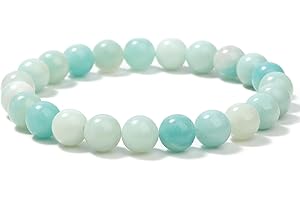 Landorilo Bracelet Femme Pierre Naturelle Lithotherapie Fait Main de 8 mm, Bracelets Élastique de Yoga en Pierres Semi Précieuse, Cadeaux de Bijoux Créatifs