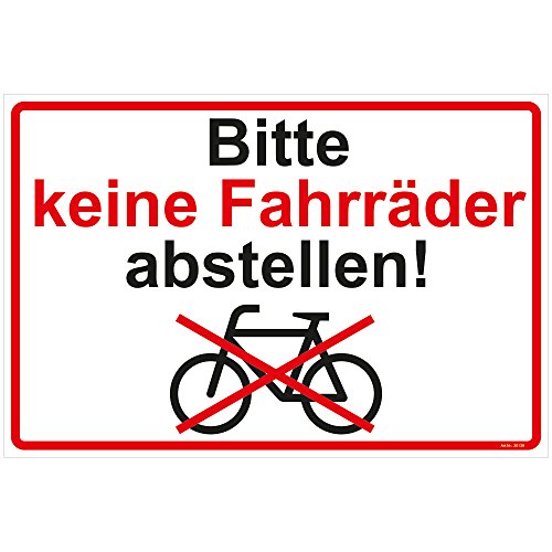 wall-art-design® selbstklebender PVC Aufkleber 300x200mm "Bitte keine Fahrräder abstellen" ,