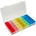 YAOTROOP Weekly Pill Box Organiser Small Pill Box 7 Day 4 Times A Day, Daily Dosette Box Pill Organiser with 28 Copartments to Hold Plenty of Medication, Vitamins and Supplements