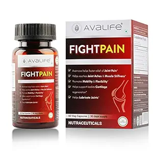 Avalife FightPain Capsules Long-term Relief from Knee, Shoulder, Back & Muscle Pain, Body Pain Relief, Salai guggul, Hadjod, Nirgundi, Turmeric, 60 veg capsules, Herbal Supplement