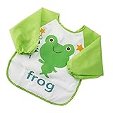 FlowersSea 5 PCS Babero con Mangas Largas Impermeable PEVA con Dibujos Animados Resistente al...