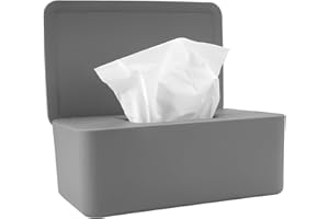 HIKPACKER Feuchttücher Box Baby, Box für Feuchtes Toilettenpapier, Kunststoff Aufbewahrungsbox für Feuchttücher, Behälter mit Deckel für Feuchttücher, Staubdicht Feuchttuchbox Baby für Zuhause Büro (Grau)