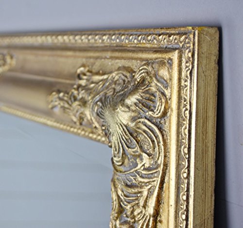 82x62x4cm rechteckiger Wand-Spiegel, handgefertigter Vintage-Antik-Rahmen aus Holz, gold, inkl. Befestigung - 3