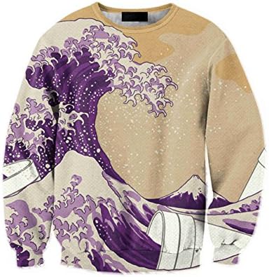 Sweatshirts Hoodies Mens Womens Long Sleeve Fleece Animals 3D Graphic Print Jumpers Hoodies For Men Sportswear Size S M L XL 2XL,Ocean Wave,Large