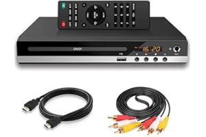 VACANON DVD Player for TV, Full HD 1080P USB Multifunction Player CD VCD DVD Player for Elderly Home Stereo System with AV Cable HDMI Cable Remote Control