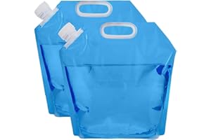 USTNIR 2 pièce Bidons à Eau Pliables 5 L avec Couvercle étanche, sans BPA, Bidon d'eau Flexible, Bidons Pliables et Portables pour Eau Potable,pour le camping,les festivals,les activités de plein air