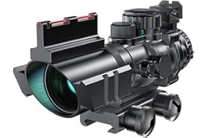 Paike Zielfernrohr 4x32 mit rot & grün & blau beleuchtetem Absehen mit Top Fiber Red Dot Sight