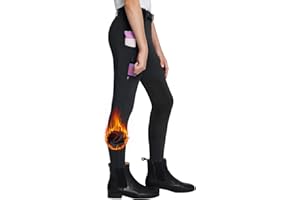 baleaf Kinder Reithose Mädchen Reitleggings Vollbesatz-Reithose Fleece-Pferde-Reithose Leggings Taschen Strumpfhose