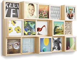 Umbra Blox Porta Foto Multiplo, Legno, Colore Naturale, 57.50 x 34.50 x 6.50 cm