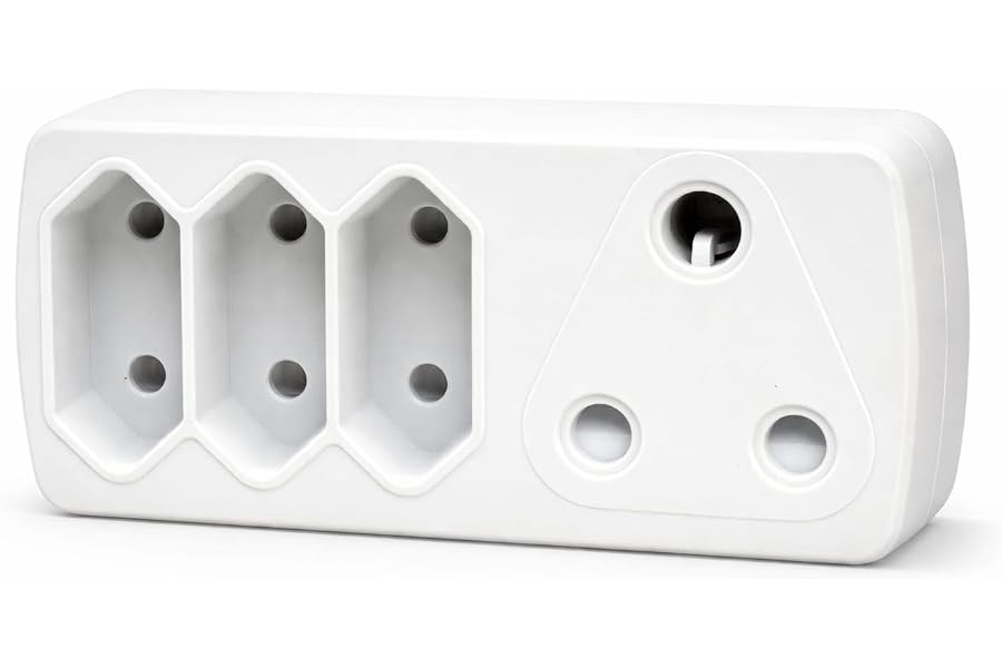 Multi-Plug Adapter, 3 Euro Sockets with SA 3-Pin Plug, White, Electrical Outlet Splitter