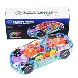Sanghariyat Toys Transparent car 3D Concept Super Car Toy for Kids with 360 Degree Rotation, Gear Simulation Mechanical Car Technology w/d Sound & Light Toys for Kids Boys & Girls Toys & Games