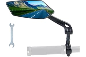 ZOOMERS Specchietto Retrovisore Bici con Ampia Superficie Riflettente. Specchietto Bici Elettrica Bicicletta Monopattino. Pieghevole, Girevole a 360°, Specchio Bici Antiurto da manubri 22-27mm.(sinistra)