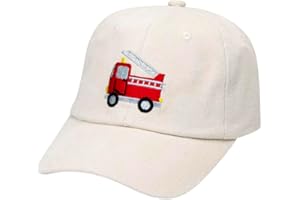 Besforta Cute Fire Engine Embroidery Children's Baseball Caps Adjustable Washed Baseball Hats for Boys Girls