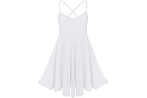 ranrann Enfant Fille Asymétrique Robe Danse Classique Justaucorps Ballet Tutu Robe Bretelle Brillant sans Manche Costume Danse Contemporaine Tenue Patinage Gym 4-14 Ans