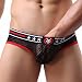 Produktbild Herren Slips,Beikoard Sexy Männer Hohlen Atmen Unterwäsche Slips Tanga Strings Dessous Herren Bauchtasche Shorts Briefs Spitzen Unterhose Jungen (XL, Schwarz)