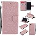 Produktbild Hozor PU Leder Hülle für Apple iPhone 7 Plus 5.5 zoll Embossing 3D Prägung Blumen Muster Ledertasche Weiche TPU Soft Rückseite Abdeckung Handytasche Bumper Schutzhülle Brieftasche Flip Case Wallet Cover Bookstyle Handyhülle Tasche Anti-Scratch Shell Folio Klapphülle mit Standfunktion Magnetverschluss und Kredit Kartenfächer - Rose Gold