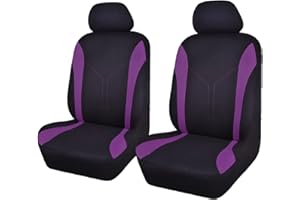 Flying Banner Universal Fit Car Seat Cover Sets Mesh Fabric Splicing Polyester Cover (2 Fronts, Black and Purple)