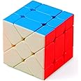 D ETERNAL YJ Yileng Fisher Cube High Speed Stickerless Magic Shape mod Brainteaser Puzzle Cube,Multicolor