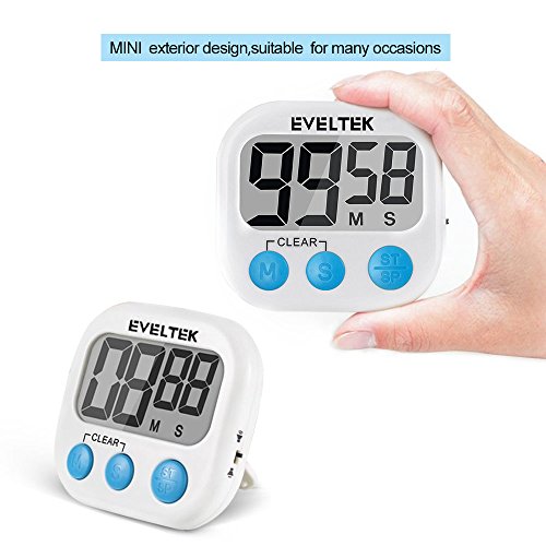 2 PACK EVELTEK Digital-Küche-Alarm Stunden/ Uhr mit Großem LCD-Anzeige Laut Klingende Alarm, Countdown oder Graf Bis für Kochen / Schule / Games (Schwarz Schlüssel) - 7