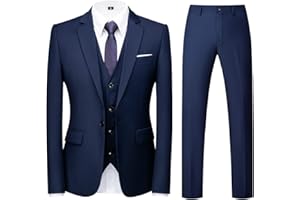 KUDORO Herren Anzüge 3-teilig Slim Fit Eine Knöpfe für Hochzeit Business Herrenanzug Sakko Weste Hose