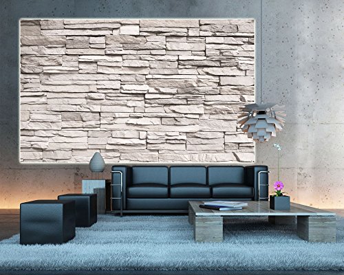 GREAT ART Weiße Steinwand Wanddekoration – Wandbild Steinmauer Motiv XXL Poster (140 x 100 cm) - 3