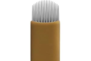 RASMET 50 piezas Agujas Microblading 18u 0,18mm Desechables Nano Microblade Agujas Permanentes Para cejas para Microshading Amarillo (18U-0,18mm)