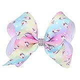 Gemini_mall® Rainbow Unicorn Hair Bows Boutique Girls Alligator Clip Grosgrain Ribbon Hair Clips Gifts (#1)