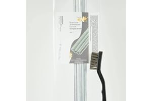 TECH'N'FAST ALU'N'BRAZ : Kit brasure pour Aluminium, Zamac, Alpax à basse température + brosse inox de préparation - Lot de 8 baguettes 3mm x 400mm - T° de travail 380°C - Résistance : 33Kg/mm²