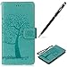 Produktbild WIWJ LG V30 Hülle,LG V30 Leather Handyhülle, Handyhülle Wallet Case[Imprinted Baum und Eule Handyhülle] Hüllen Schale Schutzhüllen für LG V30-Grün
