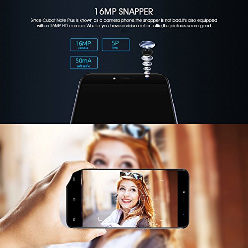 CUBOT Note Plus Smartphone 4G LTE Ohne Vertrag mit Fingerabdruck-Sensor, 5.2-Zoll-IPS-Bildschirm, Dual RÃ¼ckkamera, Dual SIM Standby, Android 7.0, 3GB RAM + 32 GB ROM, Bluetooth, GPS, WiFi(Schwarz)