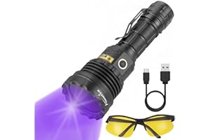 Alonefire SV52 365nm UV Torch Flashlight 25W USB Rechargeable Black Light Pet Stain Urine Detector for Resin Curing, Scorpion, Fishing, Minerals, Dry Glue with UV Protective Glasses, Battery Included