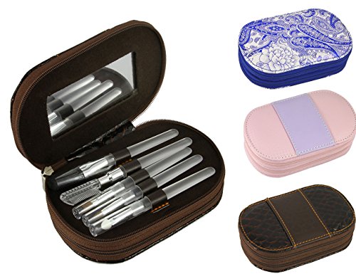 Liying®New Luxurious & Portable 13 pc Personal Manicure & Pedicure Set, Travel & Grooming Kit Tool Set with 5 pc Cosmetic brush set and Mirror (Coffee)
