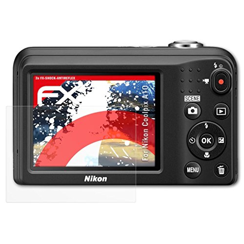 atFoliX Nikon Coolpix A10 Anti-choc Film Protecteur - 3 x FX-Shock-Antireflex amortisseur anti-  blouissement Anti-casse Protecteur d   cran