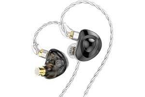 H HIFIHEAR TRN MT4 In-Ear-Kopfhörer, Tiefe Bass-Ohrhörer, dynamischer Hybrid-Dual-Treiber, IEMs, HiFi-Musik, abnehmbares, verhedderungsfreies Kabel, Kopfhörer für Musiker (schwarz, ohne Mikrofon)