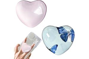 HAMKU 2 Pièces Poignée Grip, Grip Telephone, Extensibles Base Téléphone Portable Poignée Support Coeur en Verre Magnétique Compatible pour Smartphone