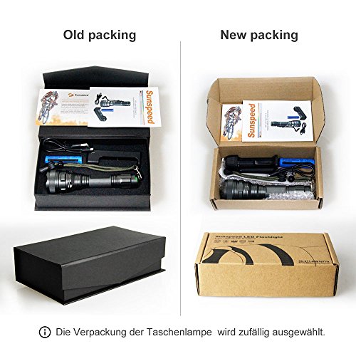 SUNSPEED LED Taschenlampe/500 Lumen /5 Modus Regulierbar/ IP65 Wasserdicht/18650 wiederaufladbare Batterie+Batterieladegerät - 5