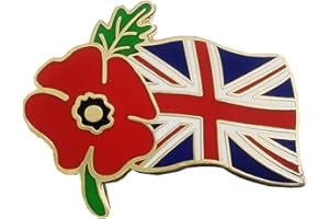 LEVVIYE Union Jack Flag Red Poppy Remembrance Day Enamel Pin Badge Brooch Soldier Veterans UK