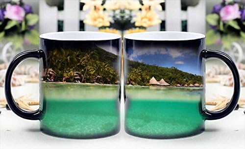 Magic mug - Heat Sensitive Color Changing Coffee Cup - Scuba Dive Snorkel Swim through clear blue aqua lagoon on Bora Bora paradise tropical islan magically appear
