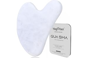 YINGERTOOL Gua Sha 100% naturalny biały kamień kwarcowy, narzędzie do rzeźbienia twarzy i redukcji obrzęków, narzędzie do masażu Gua Sha, odpowiednie do codziennej pielęgnacji skóry