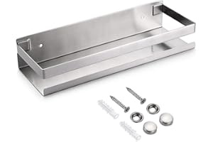 SUMNACON Mensola angolare da bagno, in acciaio inox, per bagno, bagno, doccia, portaoggetti da parete, per cucina, bagno, soggiorno, hotel, 30 cm, colore: argento