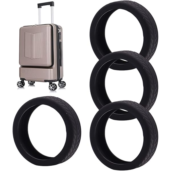 Copriruote Per Valigie In Silicone - Set Di 8 Protezioni Nero Per Ruote Bagagli, Anti-Graffio E Antirumore