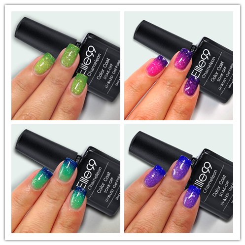 Elite99 Shellac UV LED Gel auflösbarer Nagellack 10ml Farbwechsel Thermo Gel Gellack rosa zu wei? Full Shimmer,Nagelgel (1 x 10 ml) ¡­ - 4