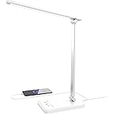 Aourow Lampada Scrivania LED Dimmerabile: Lampada Tavolo con 5 Colori di Luce e 5 Livelli di Luminosità,Porta di Ricarica USB